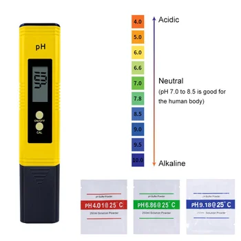 Yieryi LCD Skaitmeninis pH-Metras 0.00~14.00 Mini Vandens Kokybės Testeriai Akvariumas Baseinas, Vandens, Vyno Šlapimo 2~3 pack milteliai