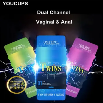 YouCups Dual Channel Vyrų Masturbacija Taurės Silicio Realus Makšties Suaugusiųjų Sekso Žaislais Vyrams Varpos Netikrą Pūlingas Masturbator Žmogui