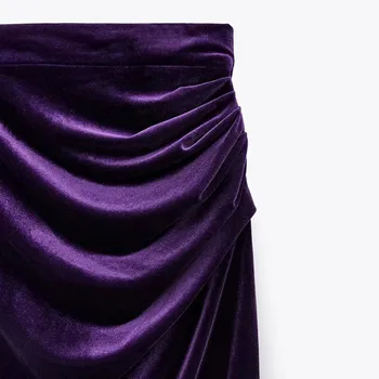 Za 2021 Violetinė Seksualus Šalis Puoštas Moteris Sijonai Rudens-Žiemos Mados Ilgai Aksomo Sijonas Bodycon Midi Elegantiškas Moteris Pieštuku Sijonai