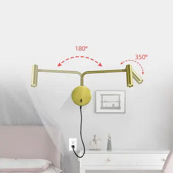 Zerouno plug sieniniai šviestuvai LED jungiklis sūpynės rankos miegamajame sumontuoti namo lovos galvūgalio knygos šviesa skaityti naktinis apšvietimas šviestuvai