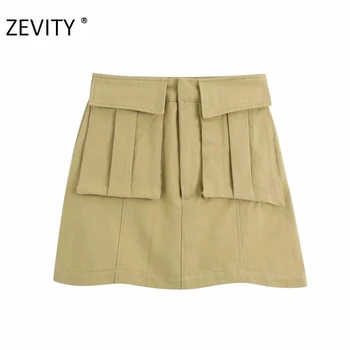 Zevity Naujas Moterų mados kišenės pleistras kietas atsitiktinis linija sijonas faldas mujer ponios užtrauktukas skristi slim vestidos prašmatnus sijonai QUN691