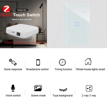 Zigbee Tuya Smart Sienos šviesų, 1/2/3/4Gang 2/3Way MUMS WiFi Touch Jungiklio, Smart Home Balso Nuotolinio Valdymo pultas, Alexa, Google Namuose
