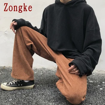 Zongke 2021 Velvetas Atsitiktinis Baggy Kelnės Vyrams, Drabužiai Poilsiu korėjos Streetwear Darbo Kelnės Hip-Hop Tracksuit M-2XL