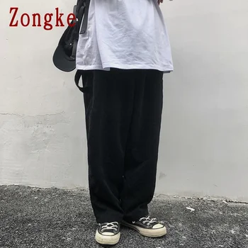 Zongke 2021 Velvetas Atsitiktinis Baggy Kelnės Vyrams, Drabužiai Poilsiu korėjos Streetwear Darbo Kelnės Hip-Hop Tracksuit M-2XL