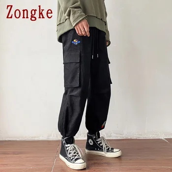 Zongke Kulkšnies Ilgis Velvetas Krovinių Kelnės Vyrams Japonijos Streetwear Poilsiu Vyrų Kelnės Harajuku Sweatpants Vyrų Kelnės M-2XL 2020 m.