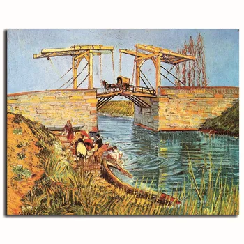 Į Langlois Tilto Per Arles Su Moterimis, Skalbimo Van Gogh HD Meno Drobė Plakatas, Tapyba Sienos Nuotrauka Spausdinimo Namų Miegamojo Puošimas