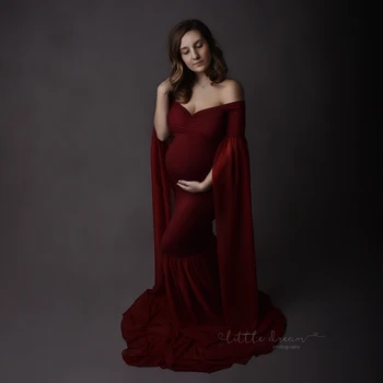 Šifono Motinystės Suknelė Mados Motinystės Suknelės Nuotrauką Šaudyti Ilgomis Rankovėmis Suknelė Šalies Drabužių Fotosesiją Nėštumo Suknelės