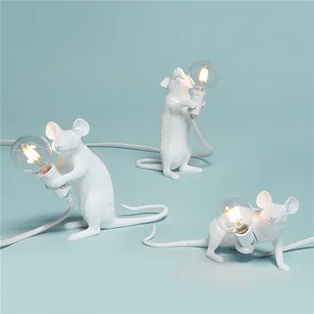 šiuolaikinės Dervos Gyvūnų Žiurkės, Pelės stalinės Lempos Mažas Mini Pelės Mielas LED Nakties Žiburiai, Namų Dekoro Stalas Šviesos Rungtynių Naktiniai Šviestuvas