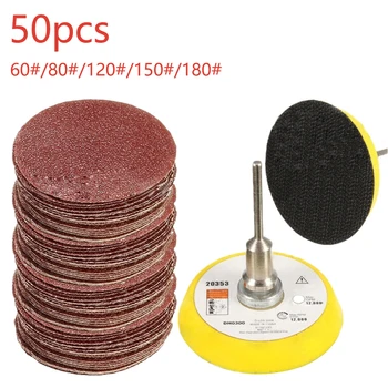 Šlifavimo poliravimo priemonė, galandimo įrankiai, 50pcs 2 COLIŲ raudona šepečiu smėlio 60-180 Smėlio Popieriaus + 1pc Kablio Kilpa Plokštė tinka Dremel 4000