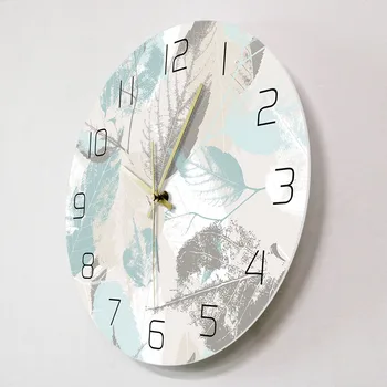 Šviežių Lapų Augalų Modelis Modernus Sieninis Laikrodis Silent Ne-tiksi Laikrodis Šiaurės šalių Sienos Žiūrėti Tropinių Augalų Žaliosios Botanikos Sienos Menas