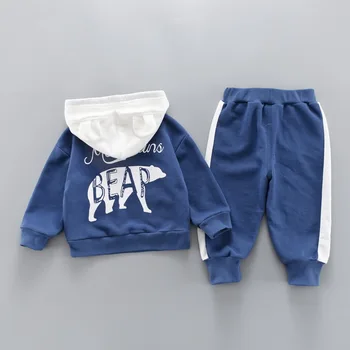 Žiemos berniukų drabužiai mados stilius vaikiški marškinėliai+kelnės 2vnt tracksuit rinkinys bebe vaikams vilnos aksomo komplektai