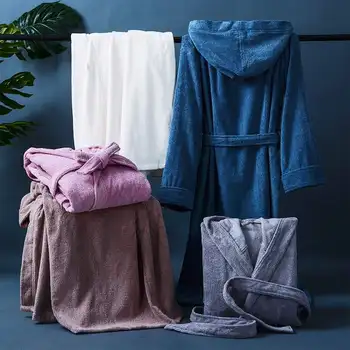 Žiemos Pailginti Drabužius, Vyrams, Moterims, Toweling Terry Gobtuvu Skraiste Medvilnės Chalatas Minkštas Vėdinimo Sleeprobe Atsitiktinis Išlaikyti Šiltas Homewear